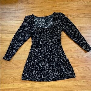 Madewell Black and White Floral Long Sleeve Dress